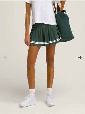 Wilson Dark Green Pleated Tennis Skirt with White Stripes
